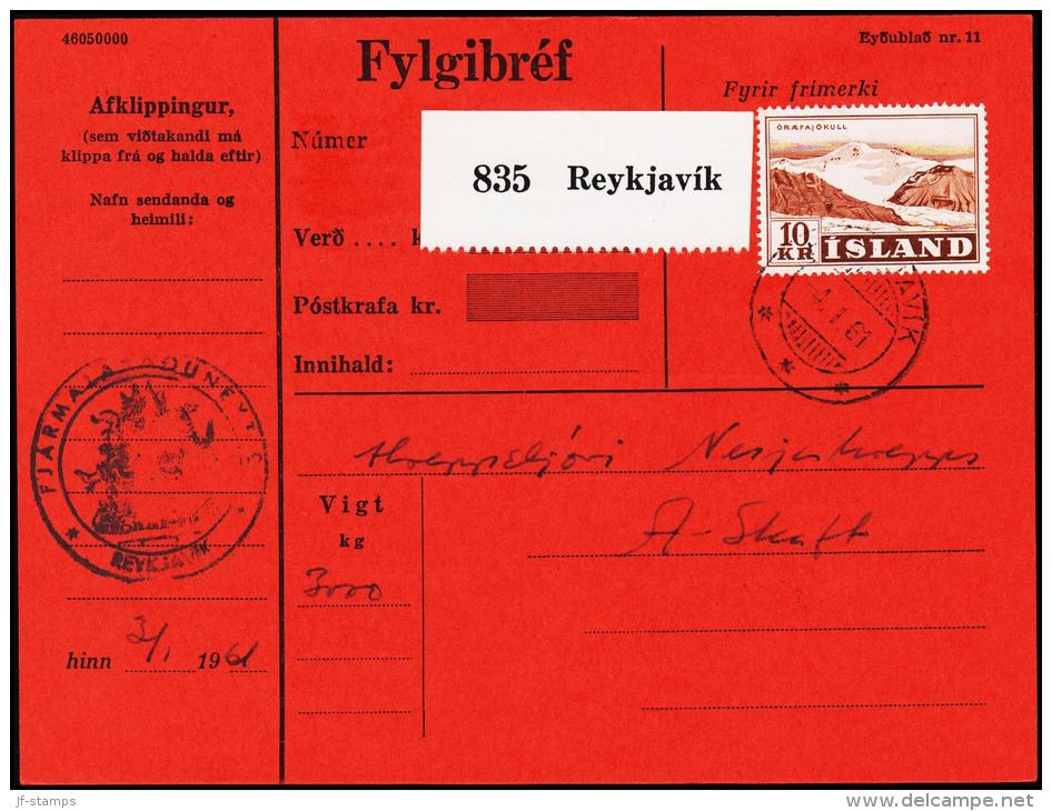 1957. Landscapes. 10 Kr. Fylgibréf. REYKJAVIK 4.I.61. (Michel: 318) - JF180961 - Unused Stamps