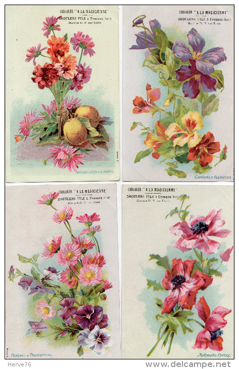 LOT 9 Cartes Publicitaires - Chirorée "A LA MAGICIENNE" - Fleurs - Illustrateur - Flores