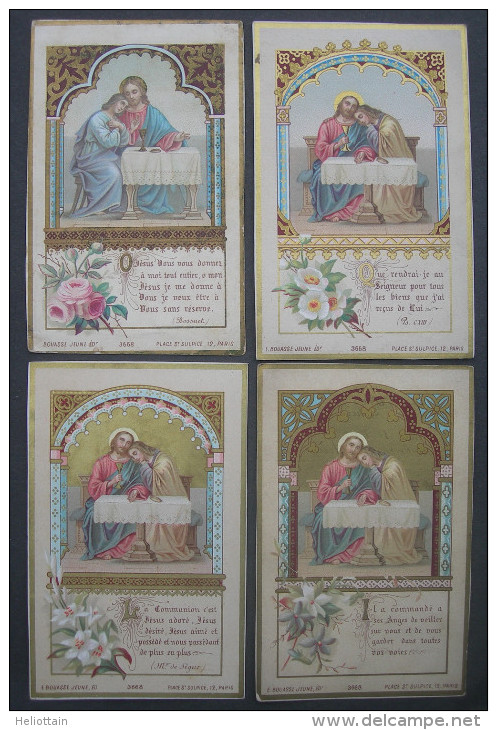4 IMAGES PIEUSES Bouasse PL 3368 (chromo Fin XIXème) L´EUCHARISTIE - JESUS ET SAINT JEAN Textes Differents  / SANTINO - Andachtsbilder