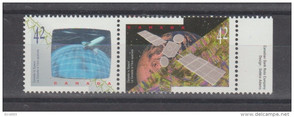 1992 Canada Space Exploration Shuttle Hologram Satellite Earth Se-tenant Pair MNH - Neufs