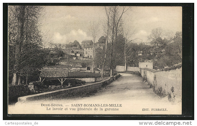 CPA Saint-Romans-les-Melle, La Lavoir Et Vie Générale De La Garenne - Melle