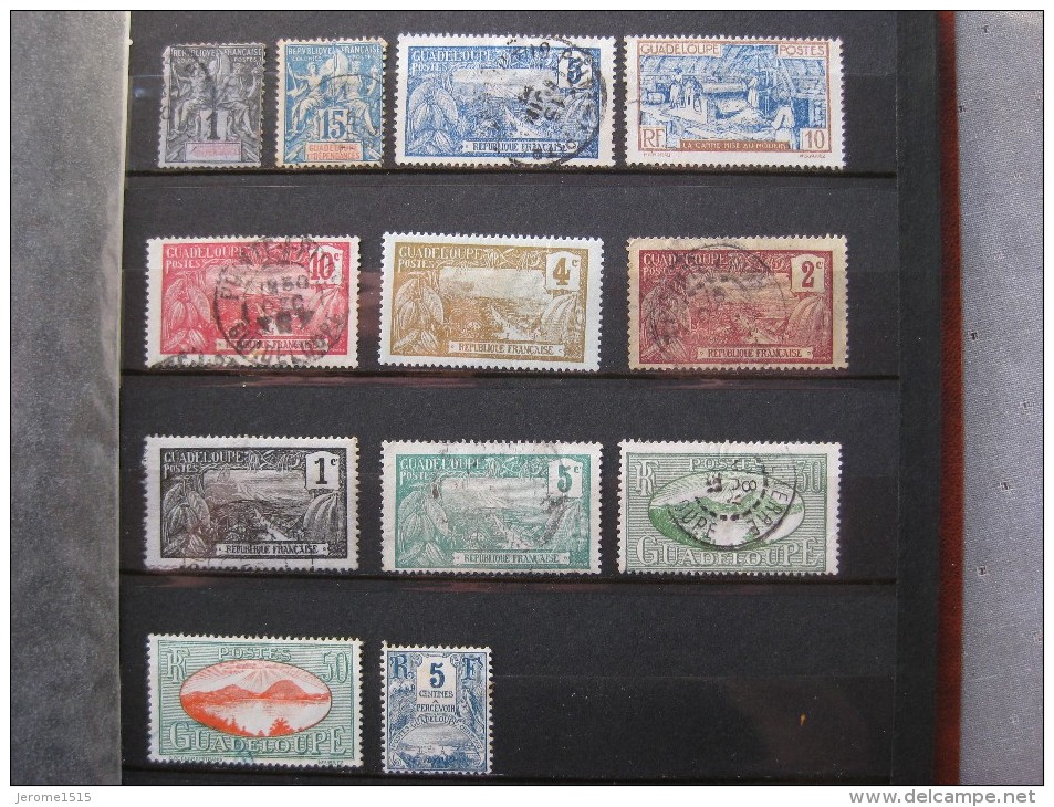 Timbres France : Guadeloupe N° 27, 32, 59, 55, 58, 56, 57, 172, 107 - Oblitérés