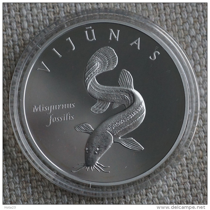 Lithuania 50 Litas Silver Coin Featuring Lithuanian Nature 2010 FISH EEL Loach - Lithuania