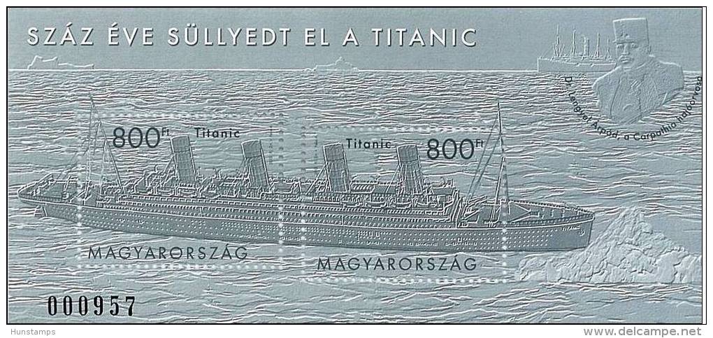 Hungary 2012. Ships - Titanic - Sheet ( - Rare Blackprint Version - ) MNH (**) - Nuovi