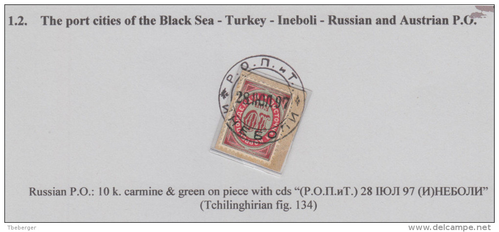 Russia Levant Turkey Black Sea 1890 10 Kop. Red & Green With ROPiT INEBOLI (Tchilinghirian Abb. 134) Mark - Levant