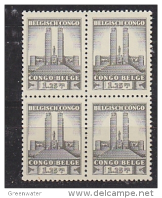 Belgisch Congo 1941 Monument Koning Alibert I 1,25 Fr Bl Van 4 ** Mnh (26271C) - Ongebruikt