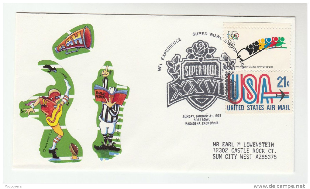 1993 American Football  SUPER BOWL  MATCH EVENT COVER Pmk  THE ROSE BOWL Pasadena USA  Stamps  Sport Roses Flower Usa - Other & Unclassified