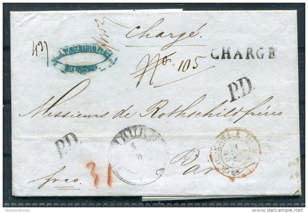 1854 Hamburg Entire - Rothschild, Paris CHARGE 'Poste Restante' - Hamburg