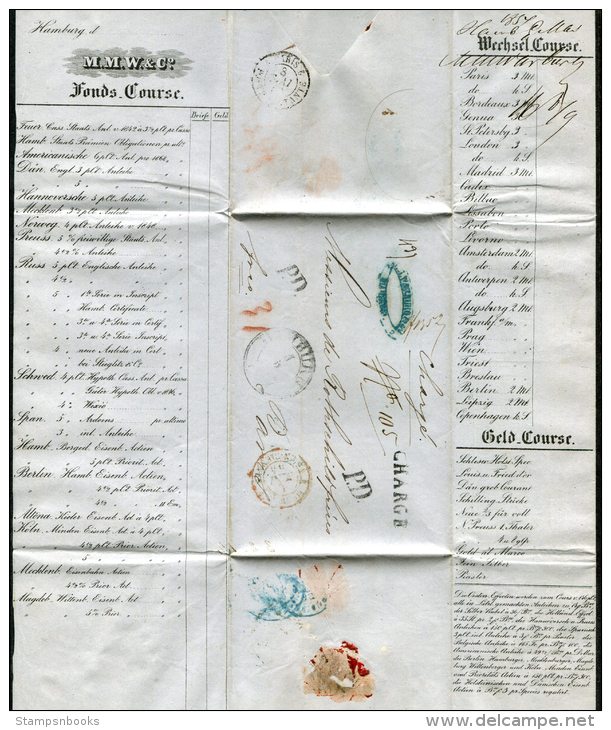 1854 Hamburg Entire - Rothschild, Paris CHARGE 'Poste Restante' - Hamburg