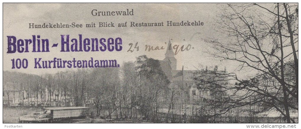 ALTE POSTKARTE BERLIN GRUNEWALD HUNDEKEHLEN-SEE MIT BLICK AUF RESTAURANT HUNDEKEHLE Halensee Familie Kind Hundekehlesee - Grunewald