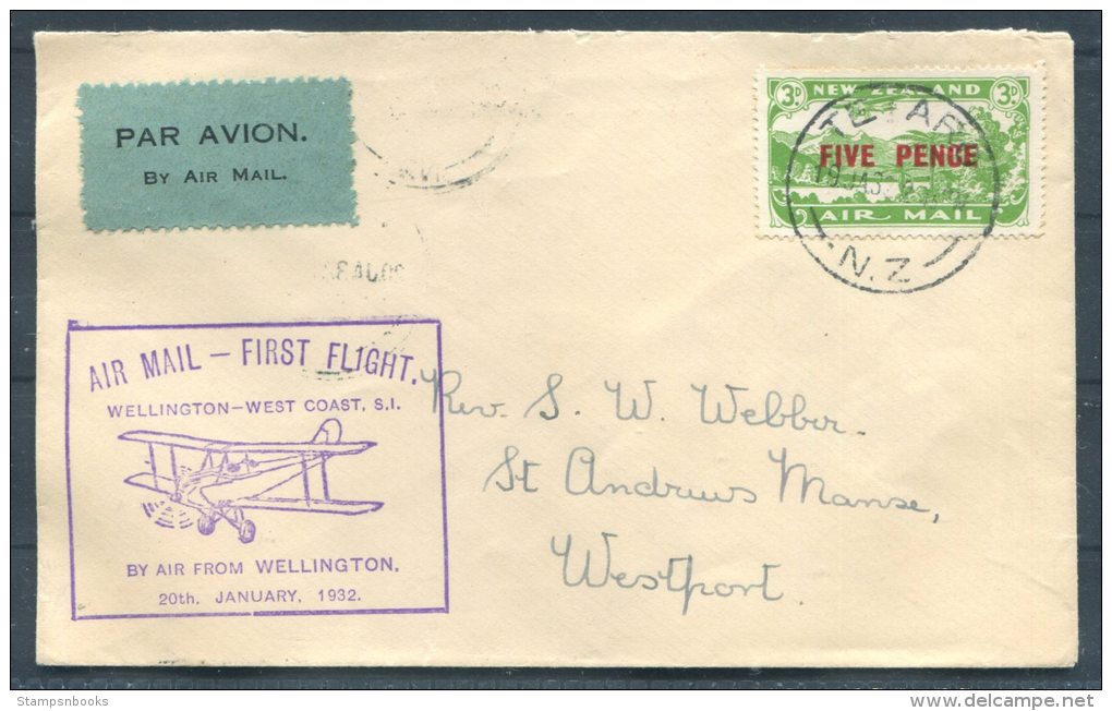 1932 New Zealand Wellington Te Ara First Flight Airmail Cover - Corréo Aéreo