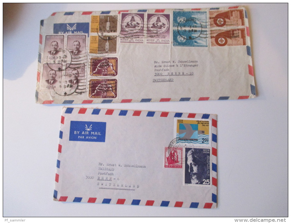 Belegeposten Indien 1950er-70er Jahre. 68 Stück. Luftpostbriefe in die Schweiz / GA / Aerogramme usw. Interessant??!!