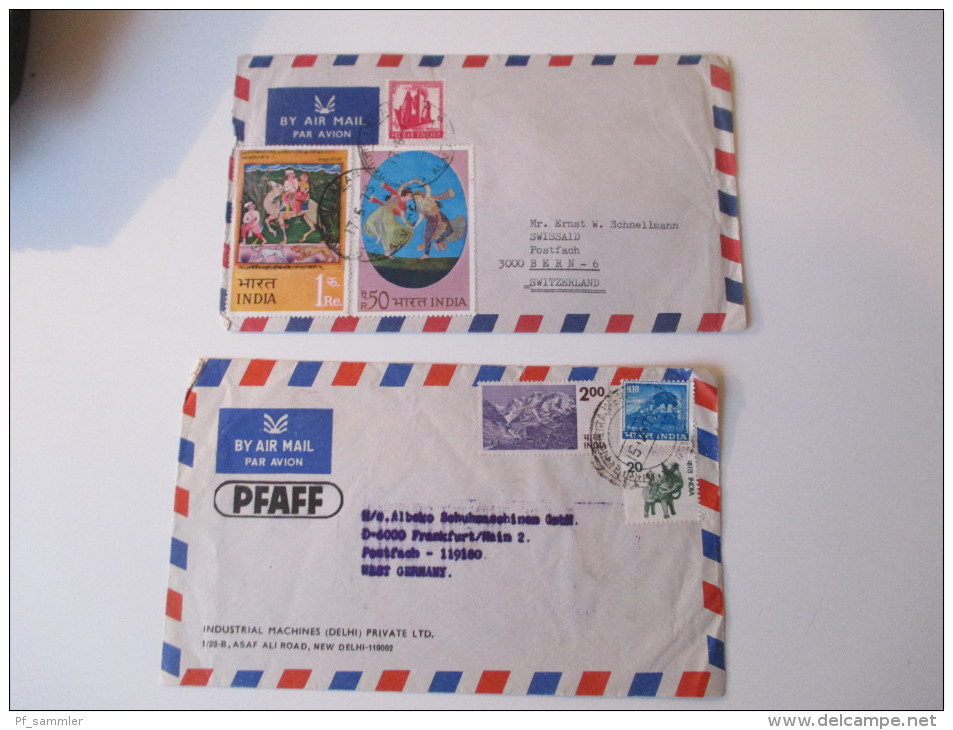 Belegeposten Indien 1950er-70er Jahre. 68 Stück. Luftpostbriefe in die Schweiz / GA / Aerogramme usw. Interessant??!!