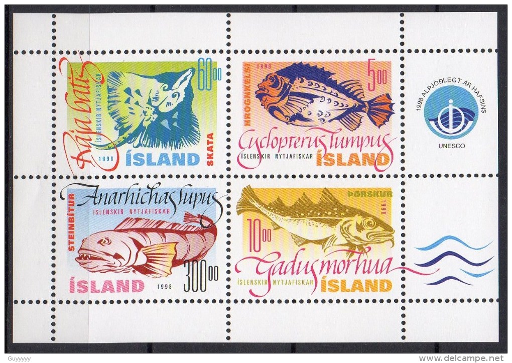 Islande - Bloc Feuillet - 1998 - Yvert N° BF 21 **  - Poissons - Blocks & Sheetlets