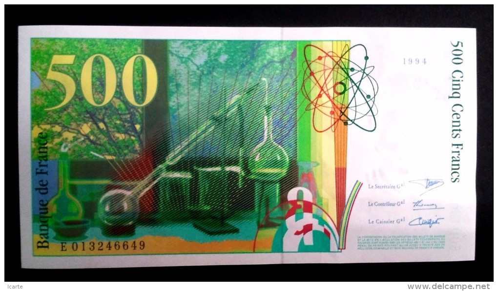 Billet 500 F Pierre Et Marie Curie 1994 Neuf - 500 F 1994-2000 ''Pierre Et Marie Curie''