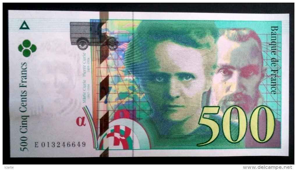 Billet 500 F Pierre Et Marie Curie 1994 Neuf - 500 F 1994-2000 ''Pierre En Marie Curie''