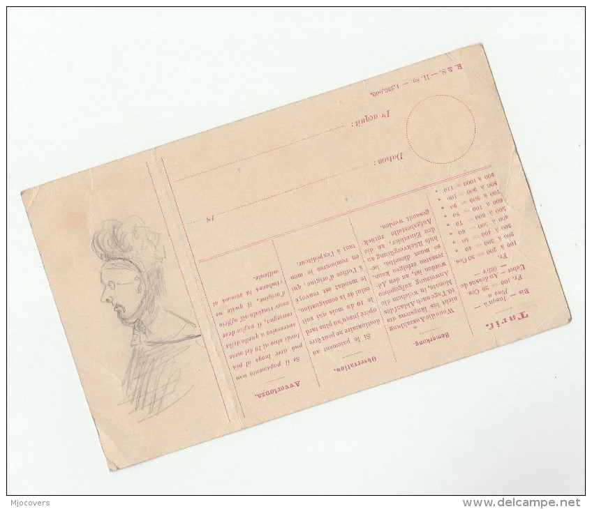 1880s SWITZERLAND Taxe 20 Post MONEY ORDER CARD With PENCIL HAND DRAWN PICTURE Revenue Stamps Cover - Fiscale Zegels