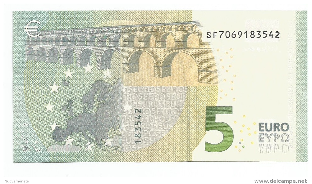 CON TUTTI I NUMERI  BANCONOTA DA 5 EURO SF  ITALIA  S006.. FDS UNC DRAGHI RARA - 5 Euro