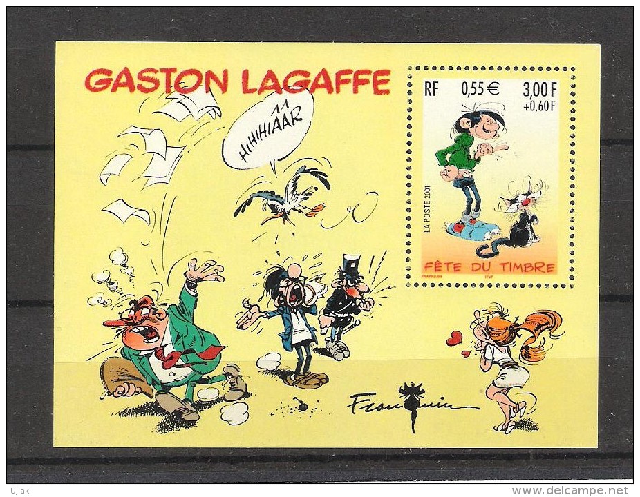 FRANCE: Carnet "Fête Du Timbre:Gaston La Gaffe"+ Bloc Feuillet Idem  Année 2001 - Journée Du Timbre