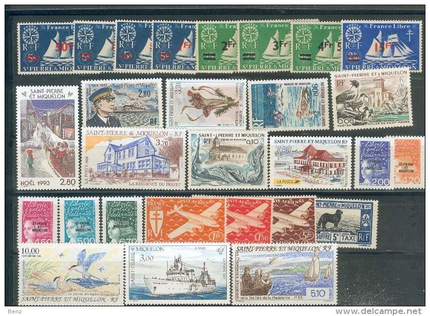 SAINT-PIERRE ET MIQUELON LOT TIMBRES NEUFS MAJORITE SANS CHARNIERES  TB - Collections, Lots & Series