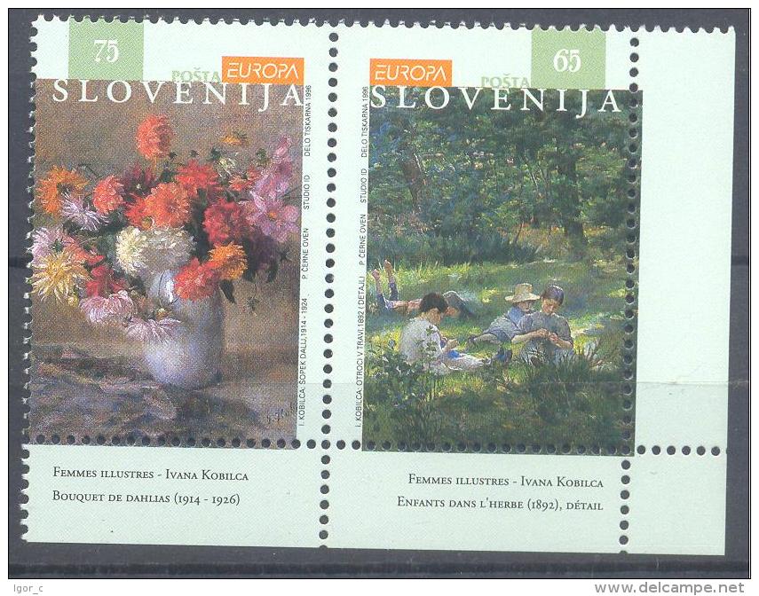 1996 Slovenia Slowenien Slovenie MNH ** Art Painting Gemälde; Ivana Kobilica; Impressionisme Flora Dahlie; Children On - Carnival