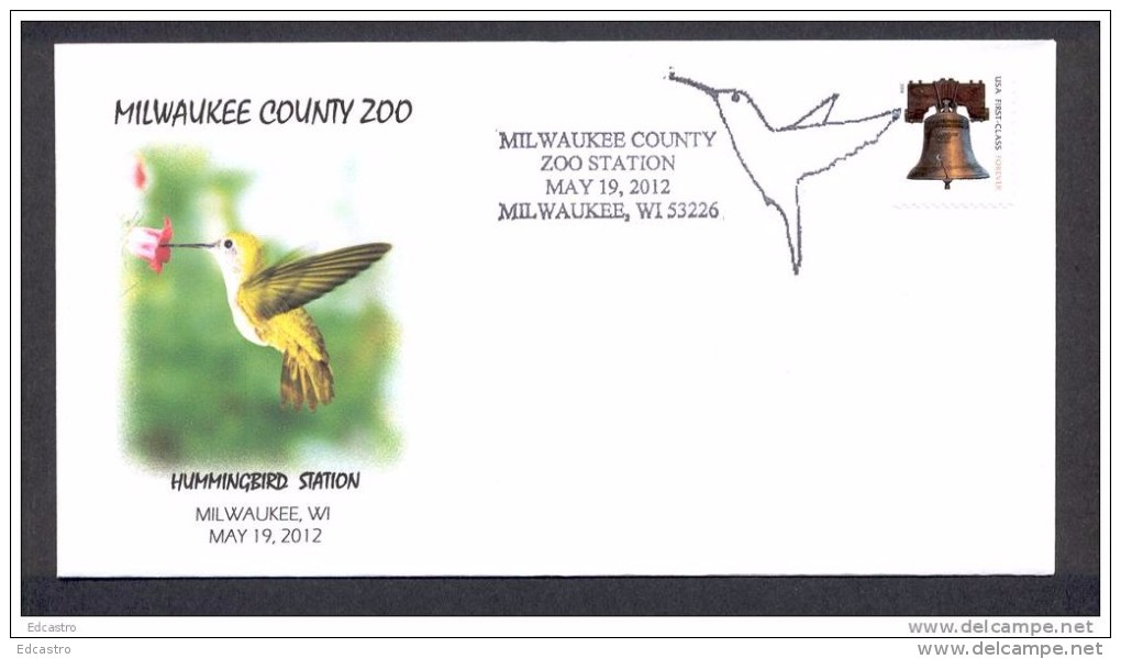 UNITED STATES OF AMERICA 2012. SPECIAL POSTMARK. MILWAUKEE COUNTY ZOO. HUMMINGBIRD. (Trochilinae) COLIBRI. - Segler & Kolibris