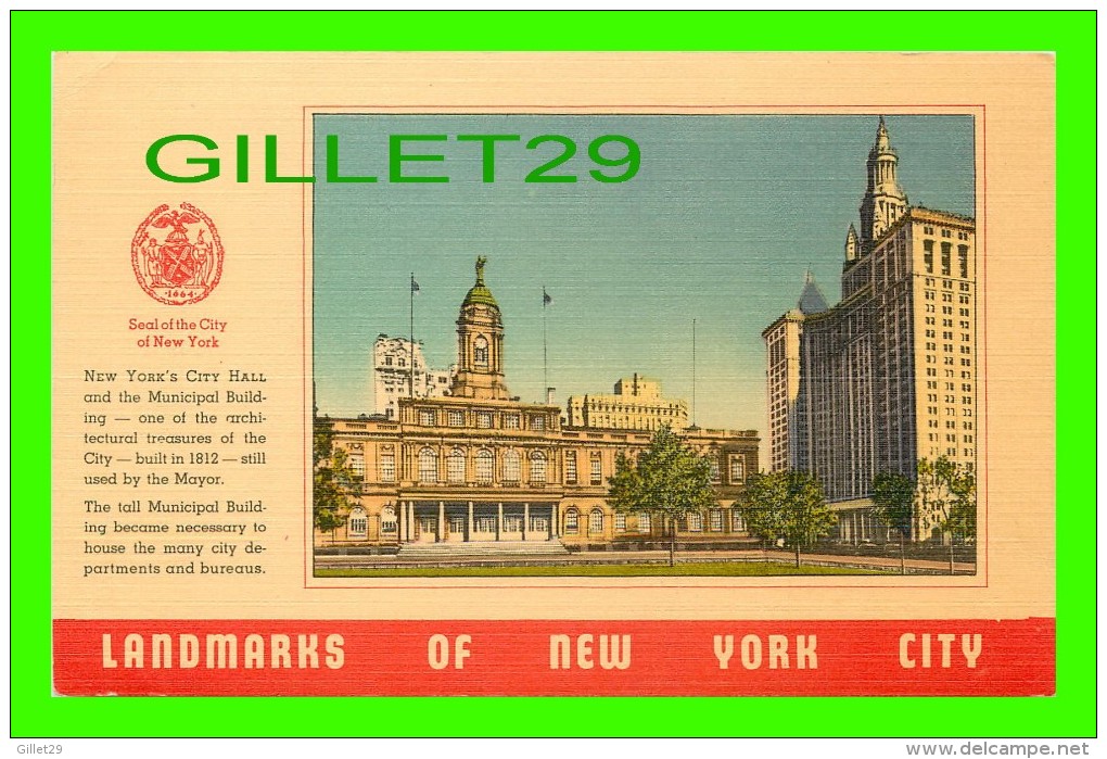 NEW YORK CITY, NY - CITY HALL & MUNICIPAL BUILDING - SEAL OF THE CITY - HARRY H. BAUMANN - - Other Monuments & Buildings