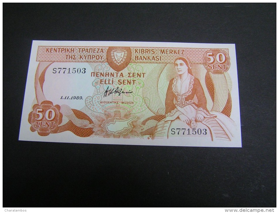 CYPRUS 1989 50 SENT UNC; - Chypre