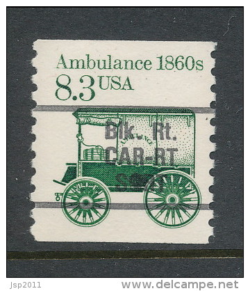 USA 1985 Scott # 2128 And 2128a. Transportation Issue: Ambulance 1860s, Set Of 2, MNH (**). - Coils & Coil Singles