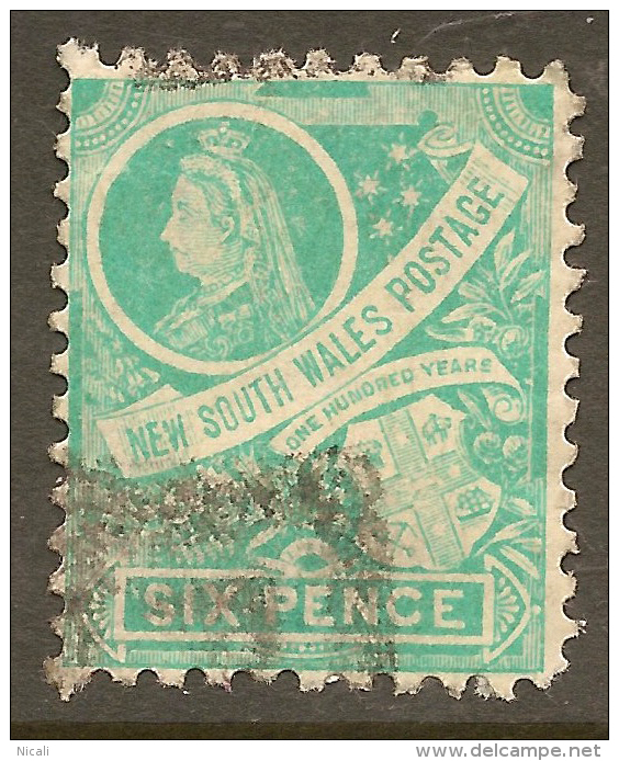 NSW 1898 6d Emerald-green QV SG 297f U #QO155 - Usados