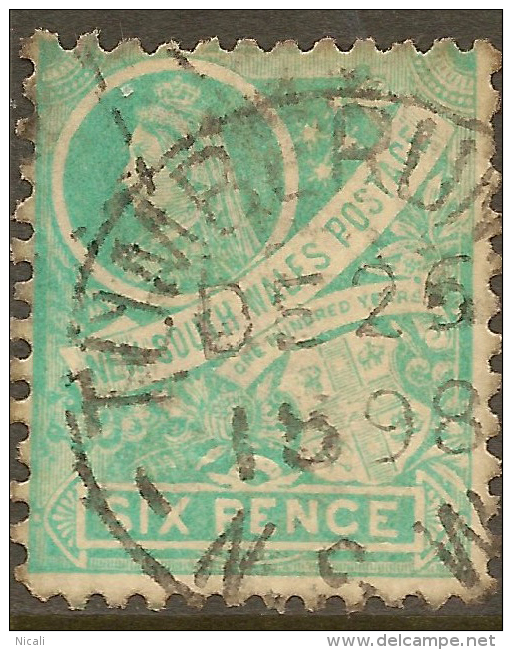 NSW 1898 6d Emerald-green QV SG 297fa U #QO151 - Usados