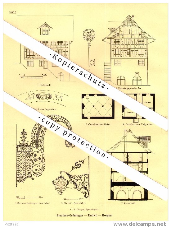 Photographien / Ansichten , 1927 , Marthalen , Thalwil , Horgen , Binziken , Grüningen , Prospekt , Architektur , Fotos - Grüningen