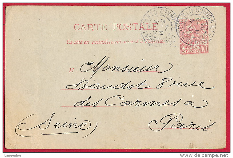 Monako / Monaco - Alte Ganzsache ~ 1909 - Lettres & Documents