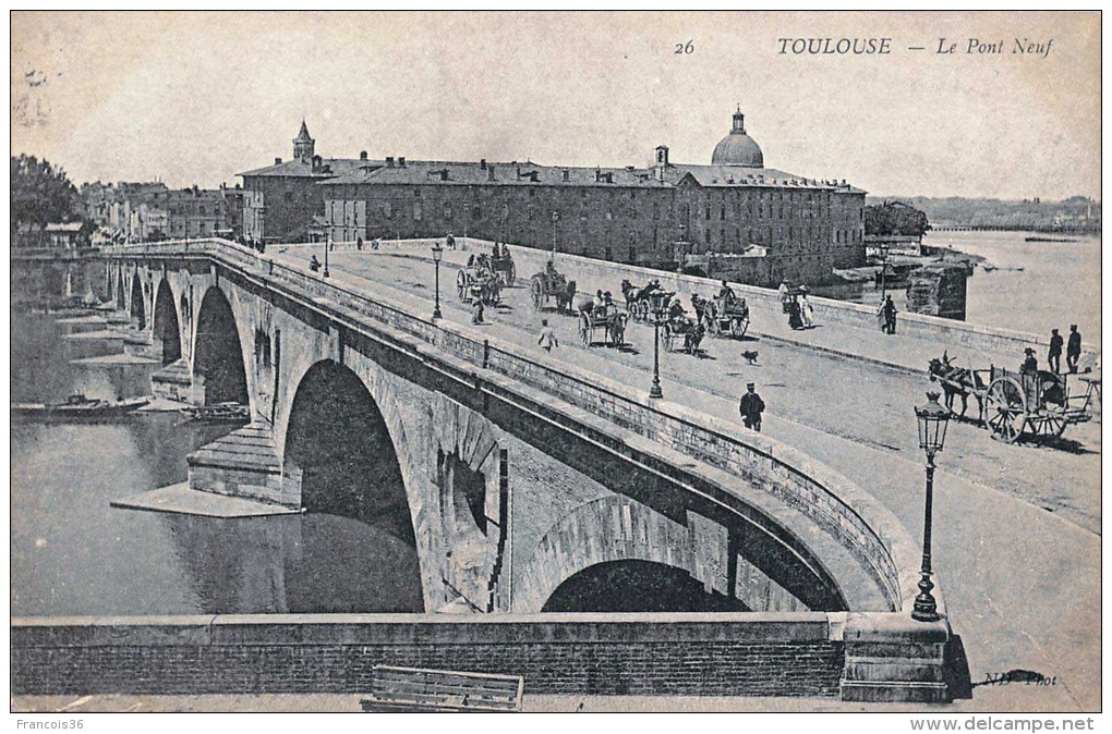 Lot de 18 cartes CPA de TOULOUSE : Le Pont Neuf - Toutes scannées -