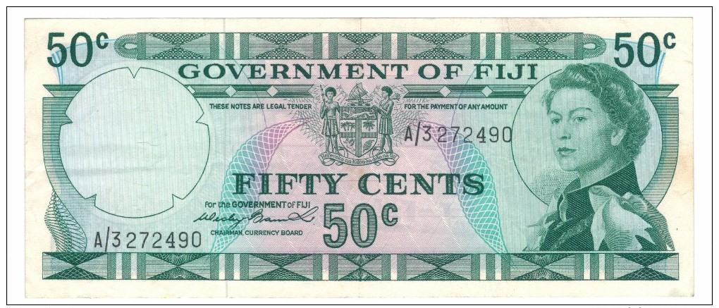 Fiji, 50 Cents,  VF+, FREE SHIP TO USA. - Fiji
