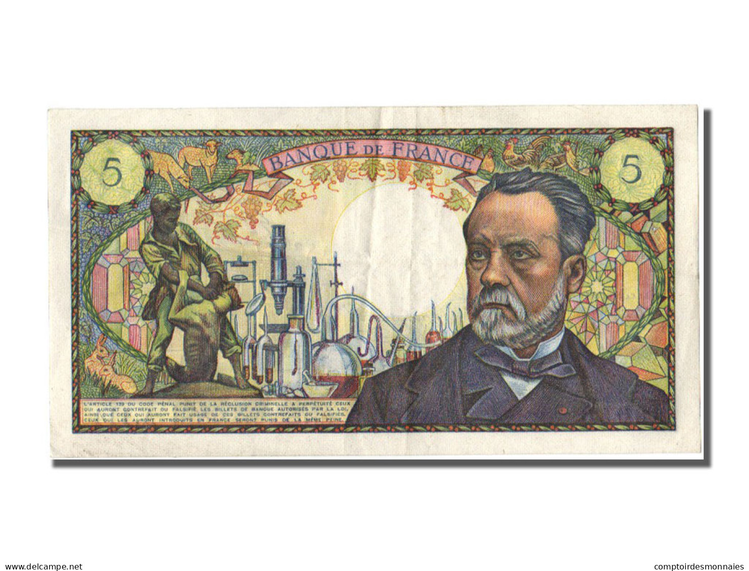 Billet, France, 5 Francs, 5 F 1966-1970 ''Pasteur'', 1969, 1969-09-04, TTB+ - 5 F 1966-1970 ''Pasteur''
