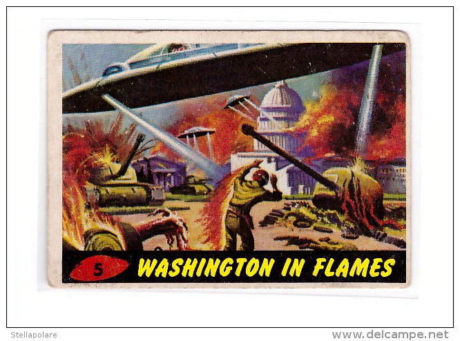 1962 TOPPS USA BUBBLES INC ORIGINAL MARS ATTACKS CARD # 5 WASHINGTON IN FLAMES - Andere & Zonder Classificatie