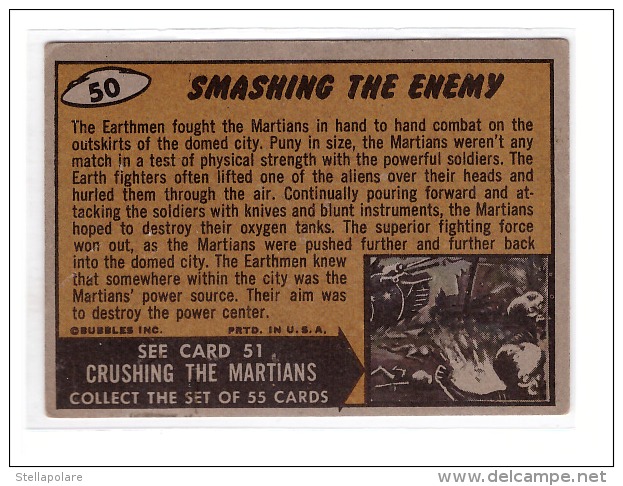 1962 TOPPS USA BUBBLES INC. ORIGINAL MARS ATTACKS CARD # 50 SMASHING THE ENEMY - Sonstige & Ohne Zuordnung