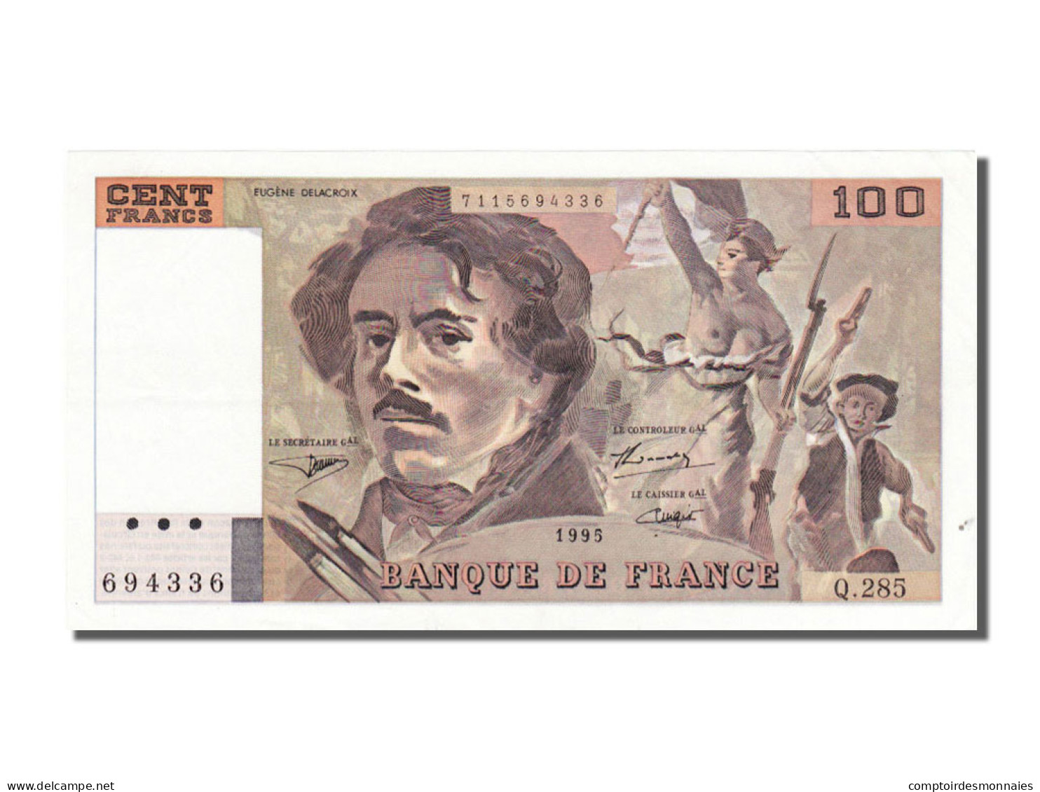 Billet, France, 100 Francs, 100 F 1978-1995 ''Delacroix'', 1995, SPL, Fayette:69 - 100 F 1978-1995 ''Delacroix''