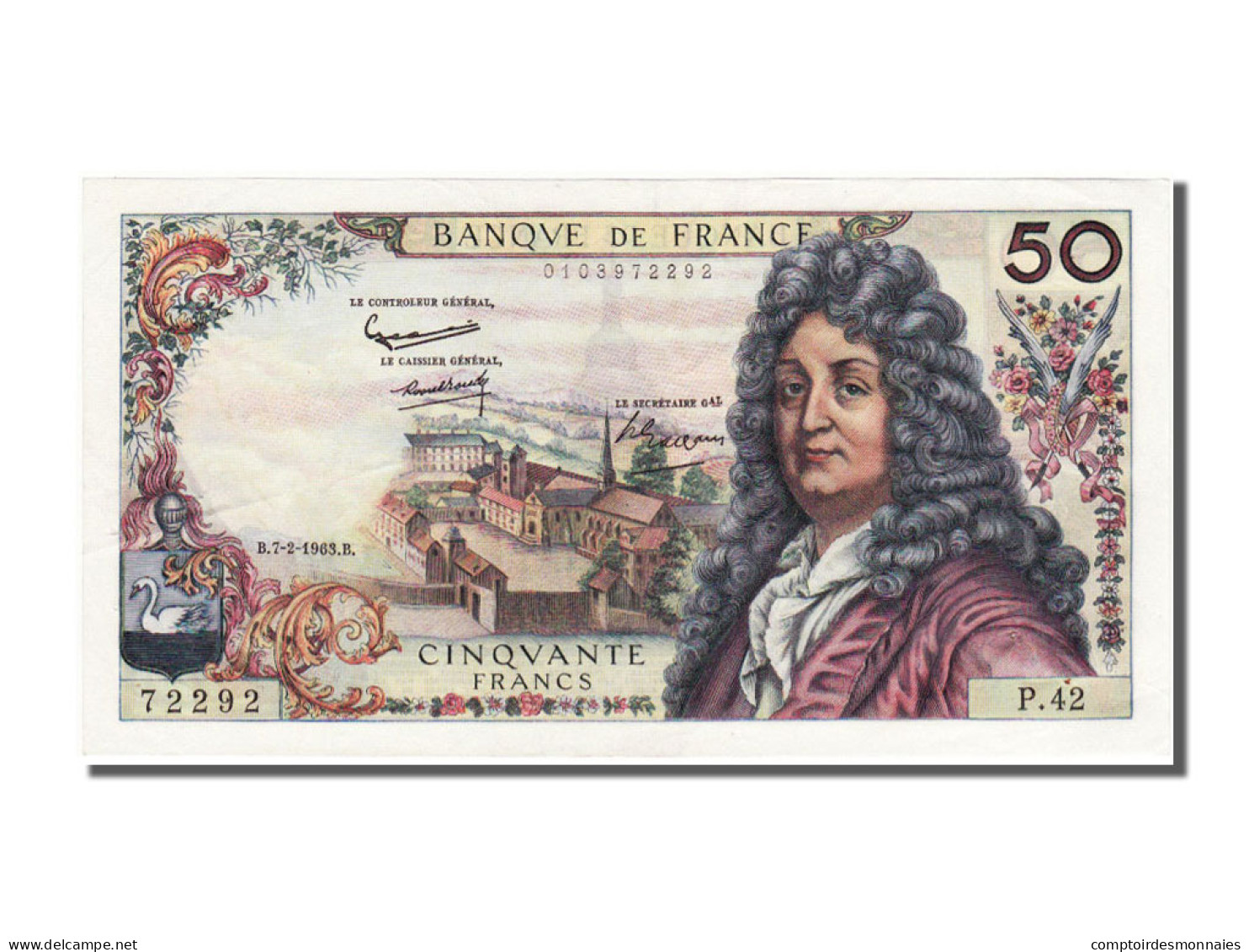 Billet, France, 50 Francs, 50 F 1962-1976 ''Racine'', 1963, 1963-02-07, SUP+ - 50 F 1962-1976 ''Racine''