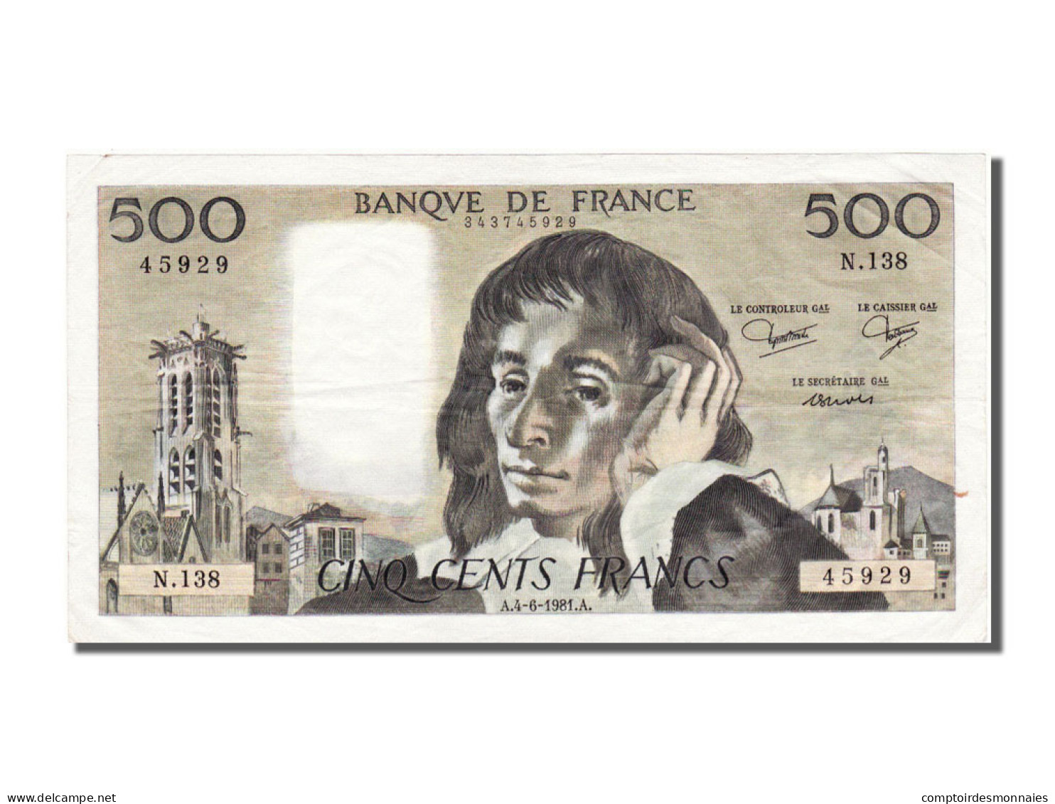 Billet, France, 500 Francs, 500 F 1968-1993 ''Pascal'', 1981, 1981-06-04, SUP - 500 F 1968-1993 ''Pascal''