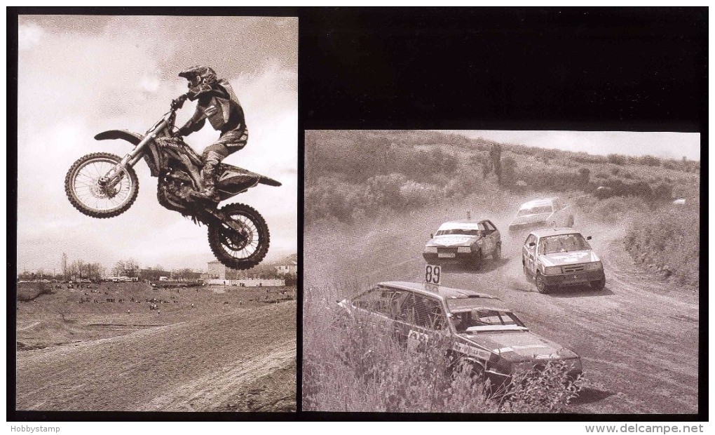 Moldova 2015, Motorbikes Cars Motocross Autocross , Set Of 2 Postcards - Moldova