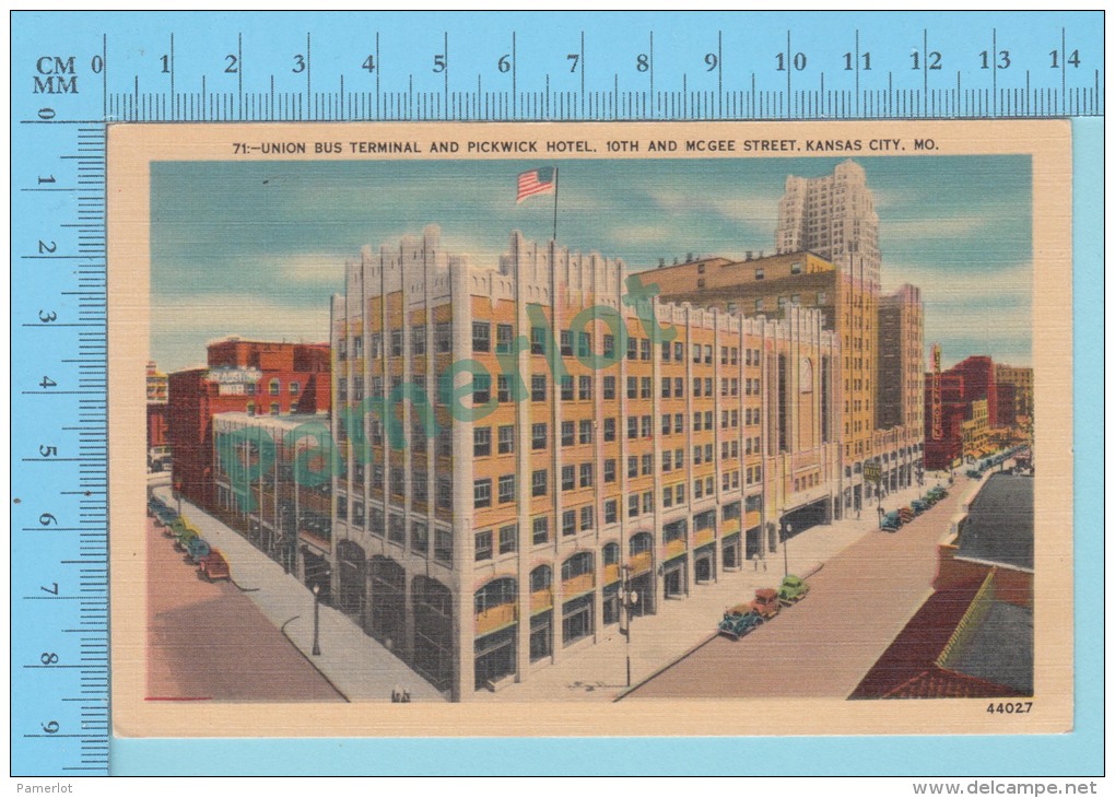 USA  Missouri ( Union Bus Terminal &amp; Pickwick Hotel Mc Gee Street Kansas City) Linen Postcard CPSM 2 Scans - Kansas City – Missouri