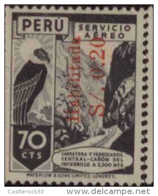 E) 1937, PERU, CONDOR, AIRMAL, OVERPRINT ENABLED, 15CTS, BLACK - Peru