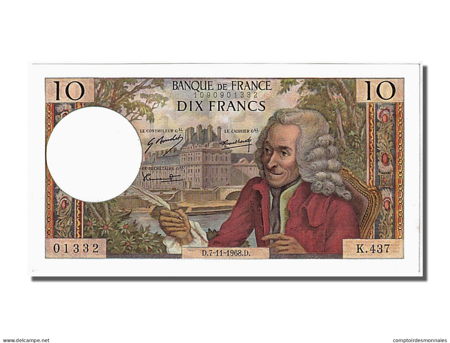 Billet, France, 10 Francs, 10 F 1963-1973 ''Voltaire'', 1968, 1968-11-07, NEUF - 10 F 1963-1973 ''Voltaire''