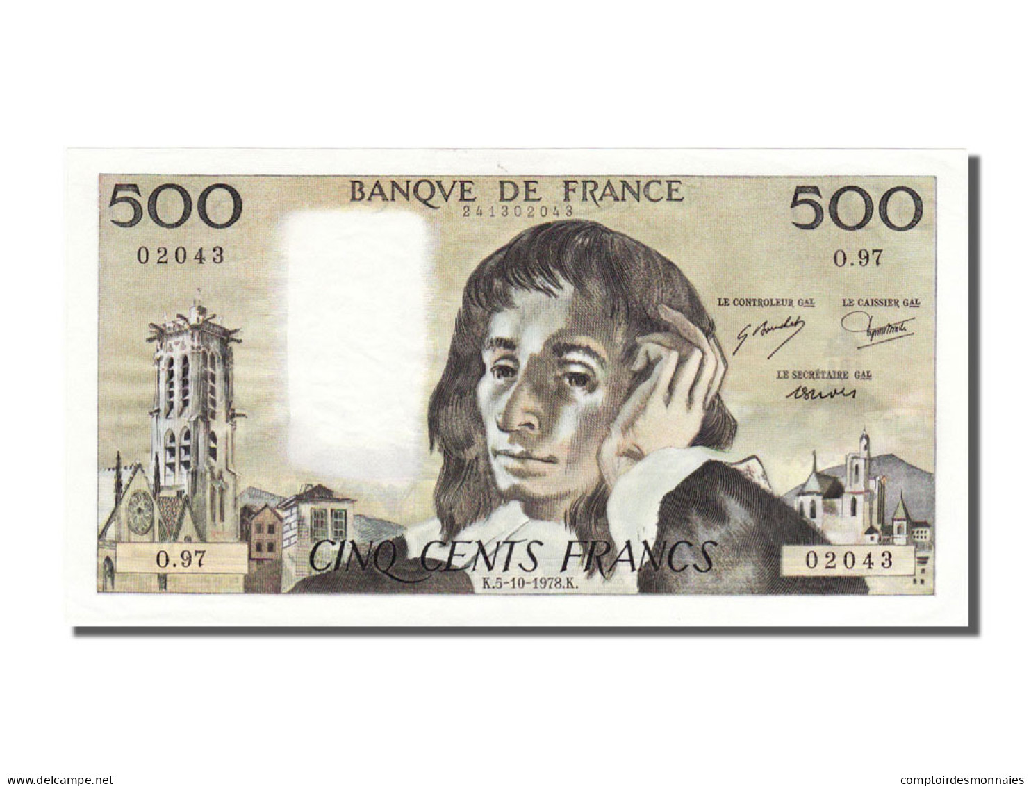 Billet, France, 500 Francs, 500 F 1968-1993 ''Pascal'', 1978, 1978-10-05, SPL - 500 F 1968-1993 ''Pascal''