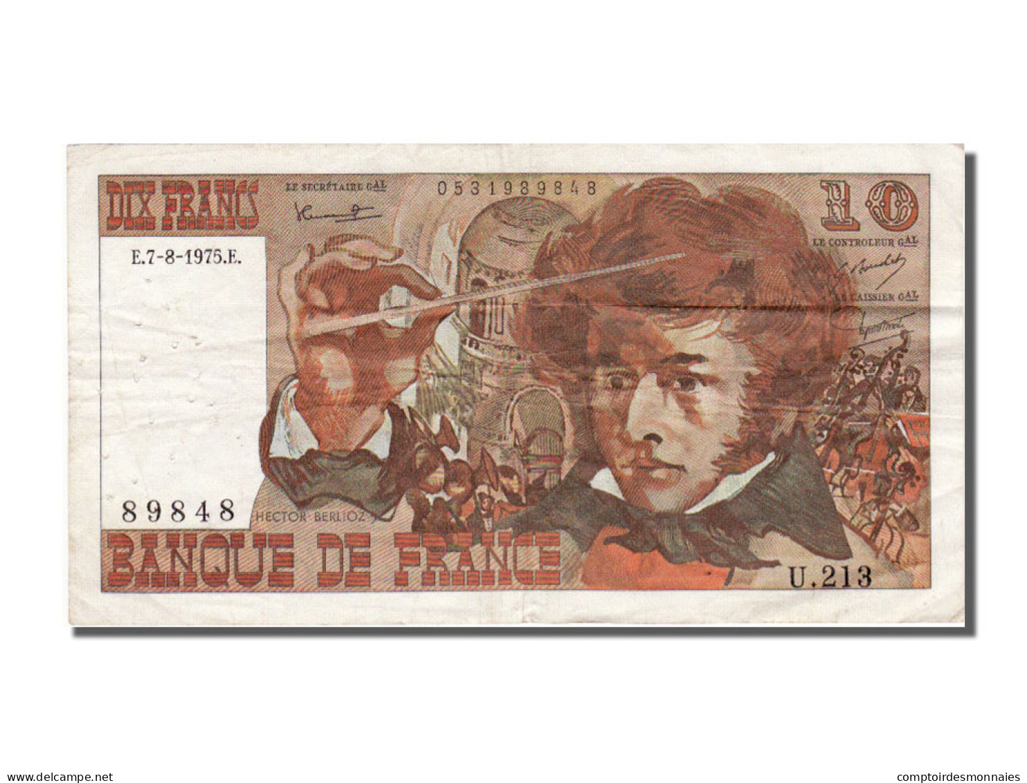 Billet, France, 10 Francs, 10 F 1972-1978 ''Berlioz'', 1975, 1975-08-07, TTB - 10 F 1972-1978 ''Berlioz''