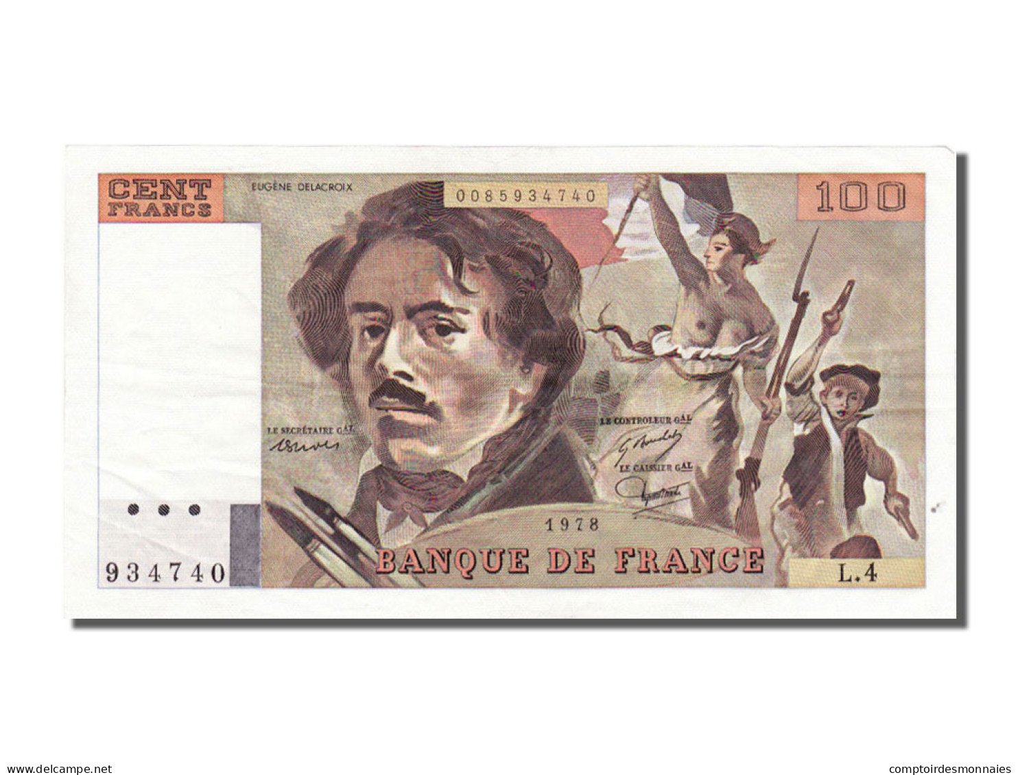 Billet, France, 100 Francs, 100 F 1978-1995 ''Delacroix'', 1978, SUP+ - 100 F 1978-1995 ''Delacroix''