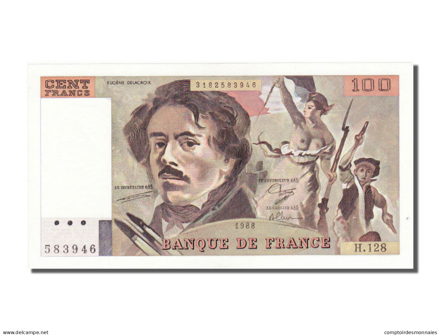 Billet, France, 100 Francs, 100 F 1978-1995 ''Delacroix'', 1988, NEUF - 100 F 1978-1995 ''Delacroix''