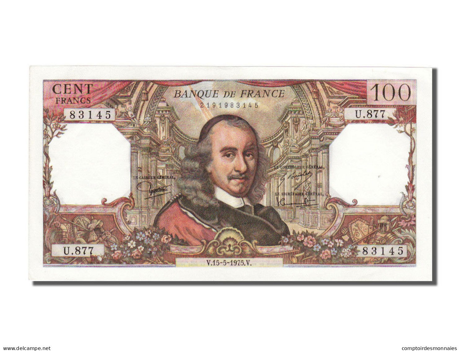 Billet, France, 100 Francs, 100 F 1964-1979 ''Corneille'', 1975, 1975-05-15 - 100 F 1964-1979 ''Corneille''